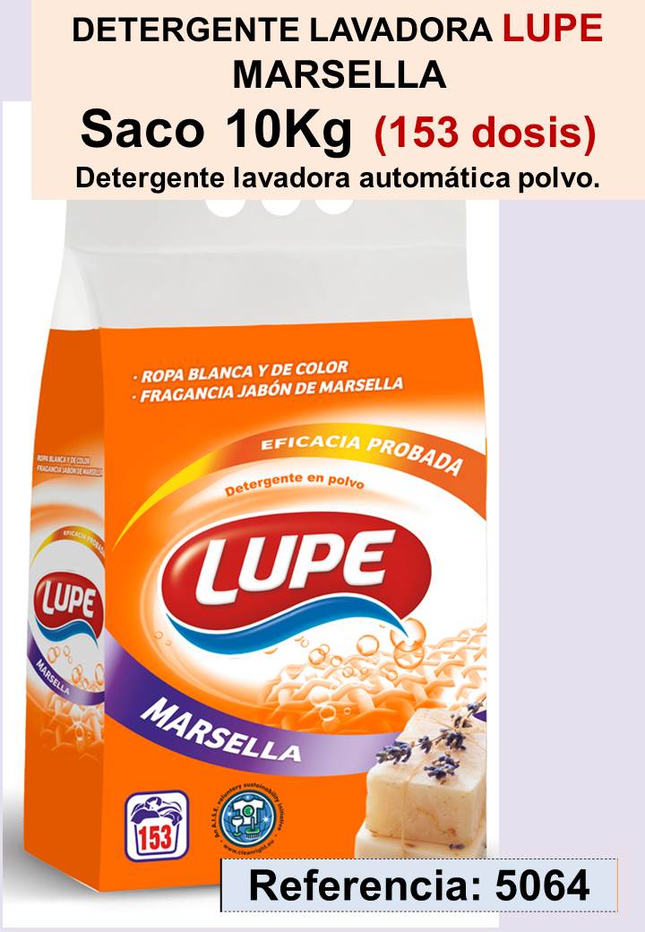 DETERGENTE LAVADORA LUPE MARSELLA Saco 10Kg (153 dosis) Detergente lavadora  automática polvo. – COMERCIAL ANTONIO